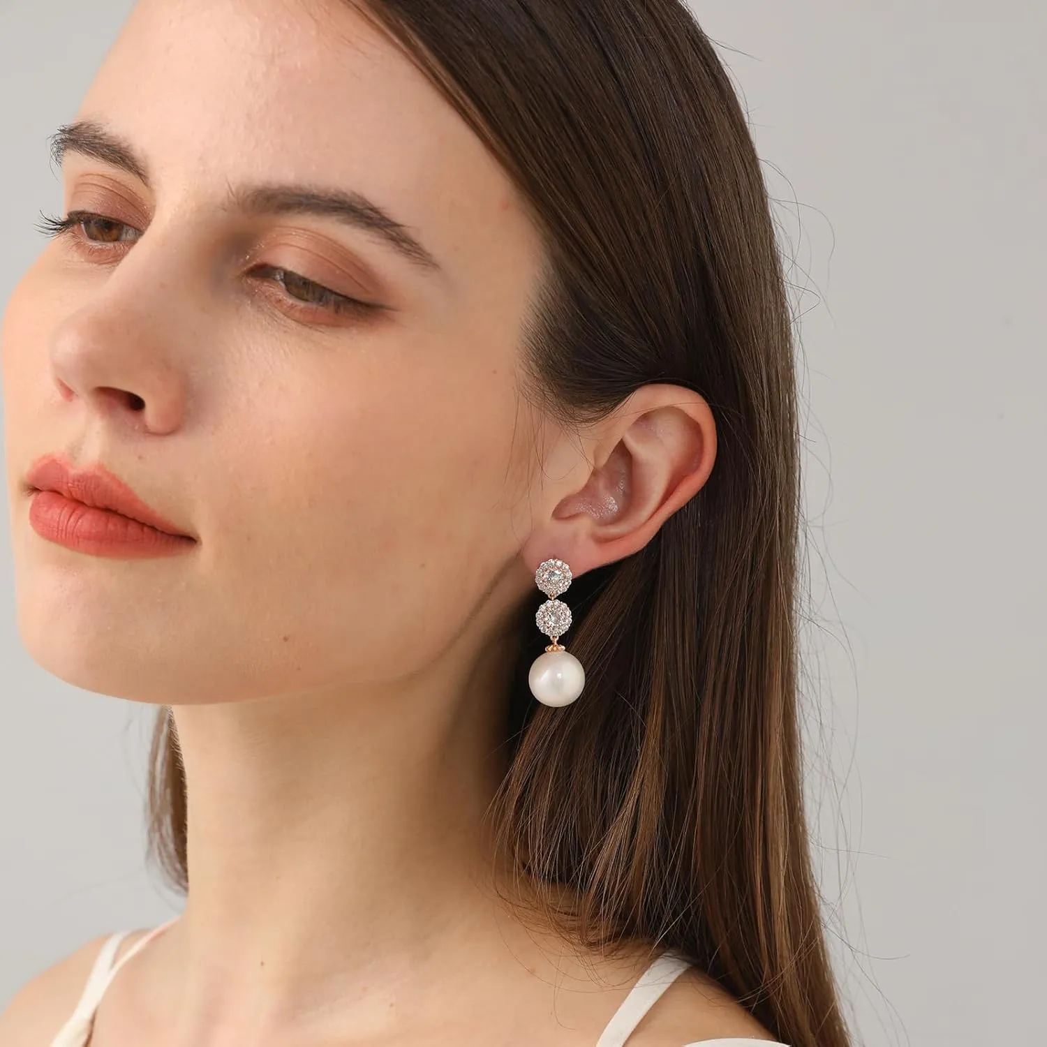 14K/18K Gold Plated Dangle Drop Earrings, Shell Pearl Earrings for Women, Dangle Huggie Earrings