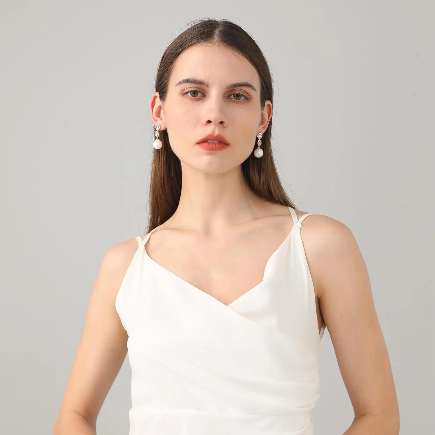 14K/18K Gold Plated Dangle Drop Earrings, Shell Pearl Earrings for Women, Dangle Huggie Earrings