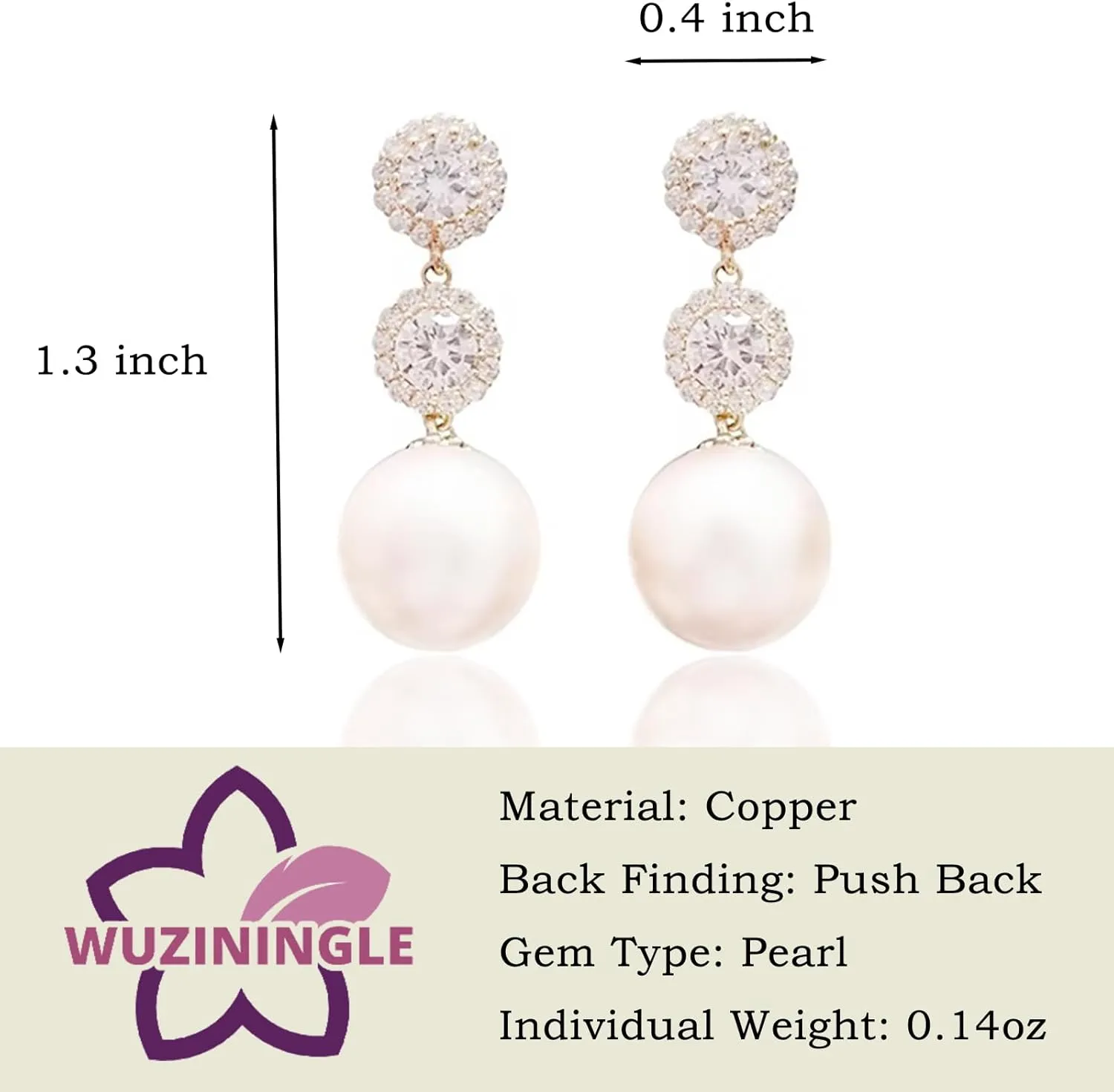 14K/18K Gold Plated Dangle Drop Earrings, Shell Pearl Earrings for Women, Dangle Huggie Earrings