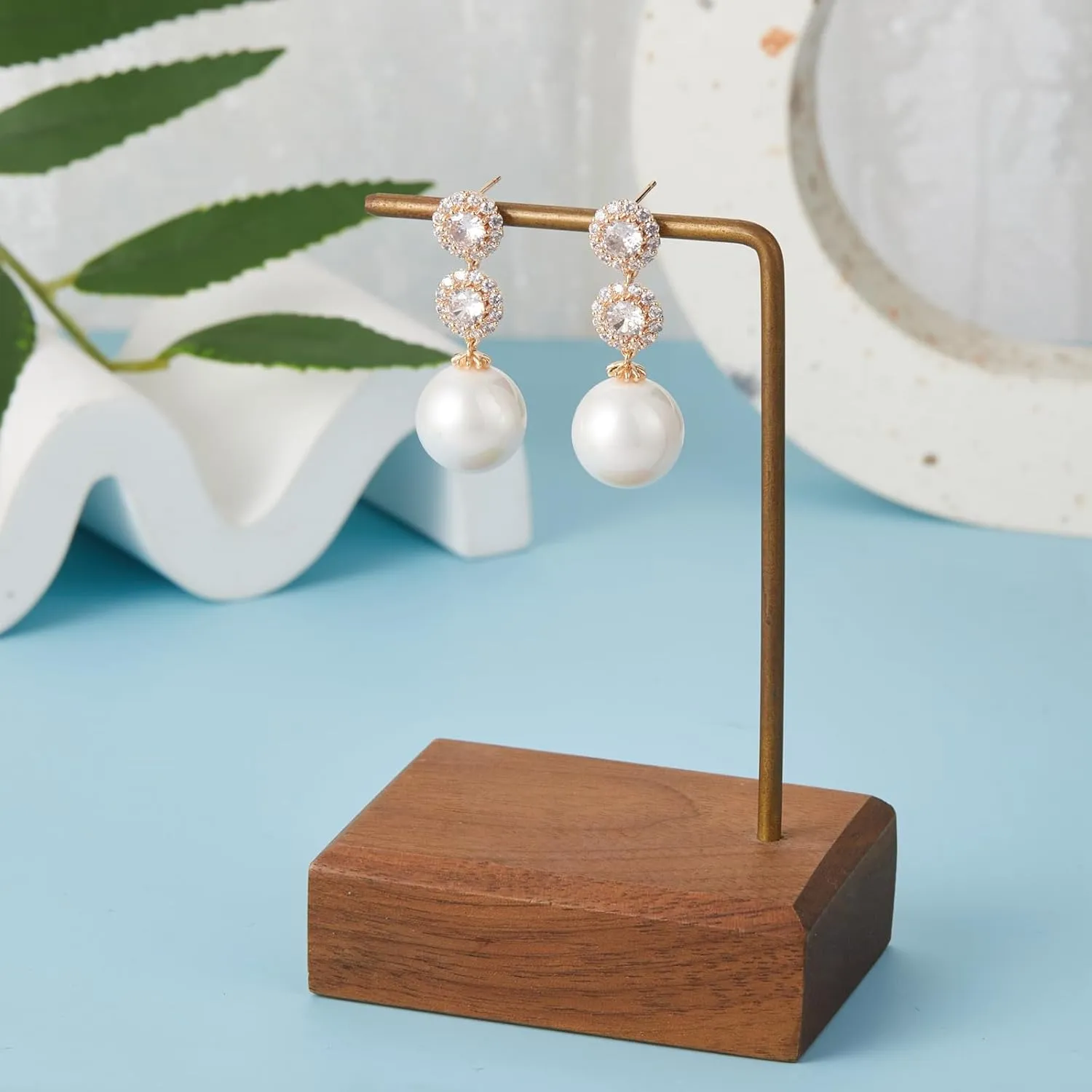 14K/18K Gold Plated Dangle Drop Earrings, Shell Pearl Earrings for Women, Dangle Huggie Earrings