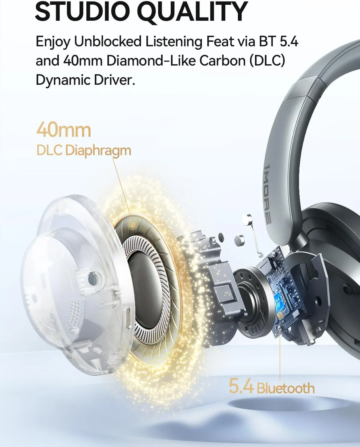 1MORE SonoFlow-Pro Noise Cancelling Headphones - HQ51 Over Ear Bluetooth Headphones with LDAC for Hi-Res Wireless Audio,100H Playtime, Bluetooth 5.4, QuietMax ANC, Comfortable Fit (Silver)