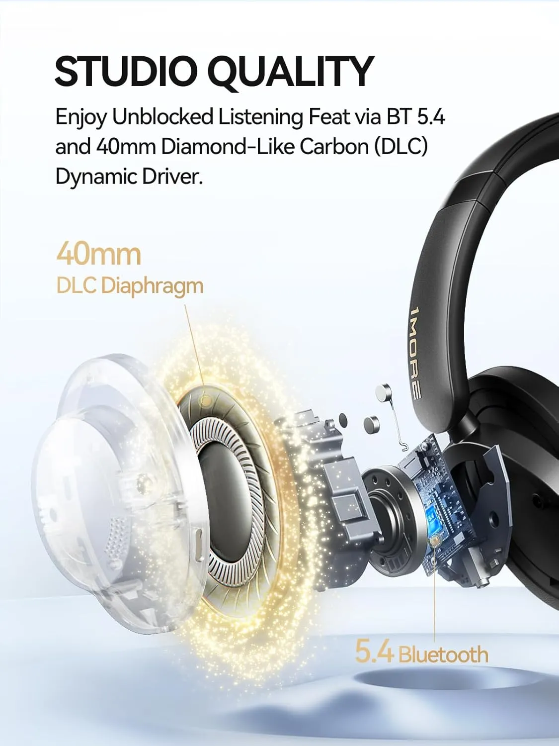 1MORE SonoFlow-Pro Noise Cancelling Headphones - HQ51 Over Ear Bluetooth Headphones with LDAC for Hi-Res Wireless Audio,100H Playtime,Bluetooth 5.4,QuietMax ANC, Comfortable Fit,Clear Calls