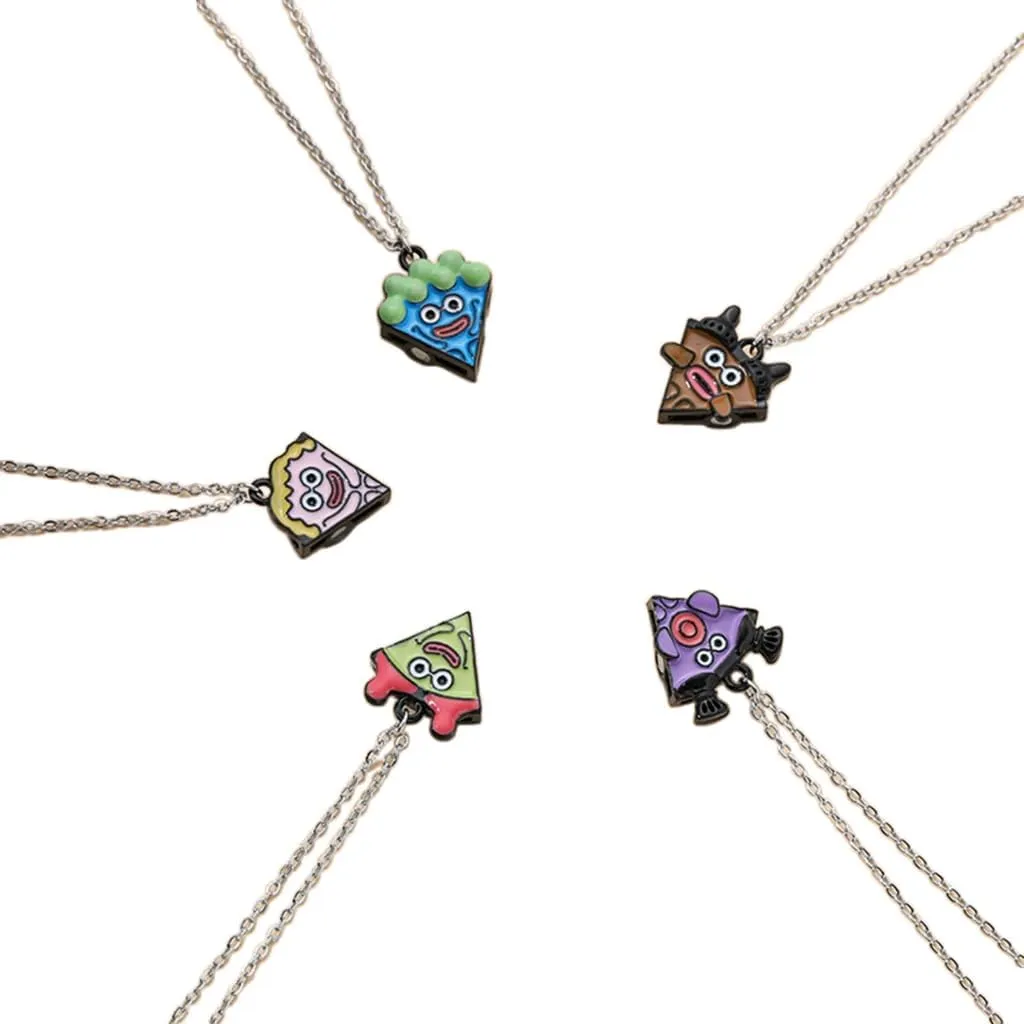 5 Pieces Cartoon Pizza Charm Necklace Magnetic Necklace Friendship Necklaces