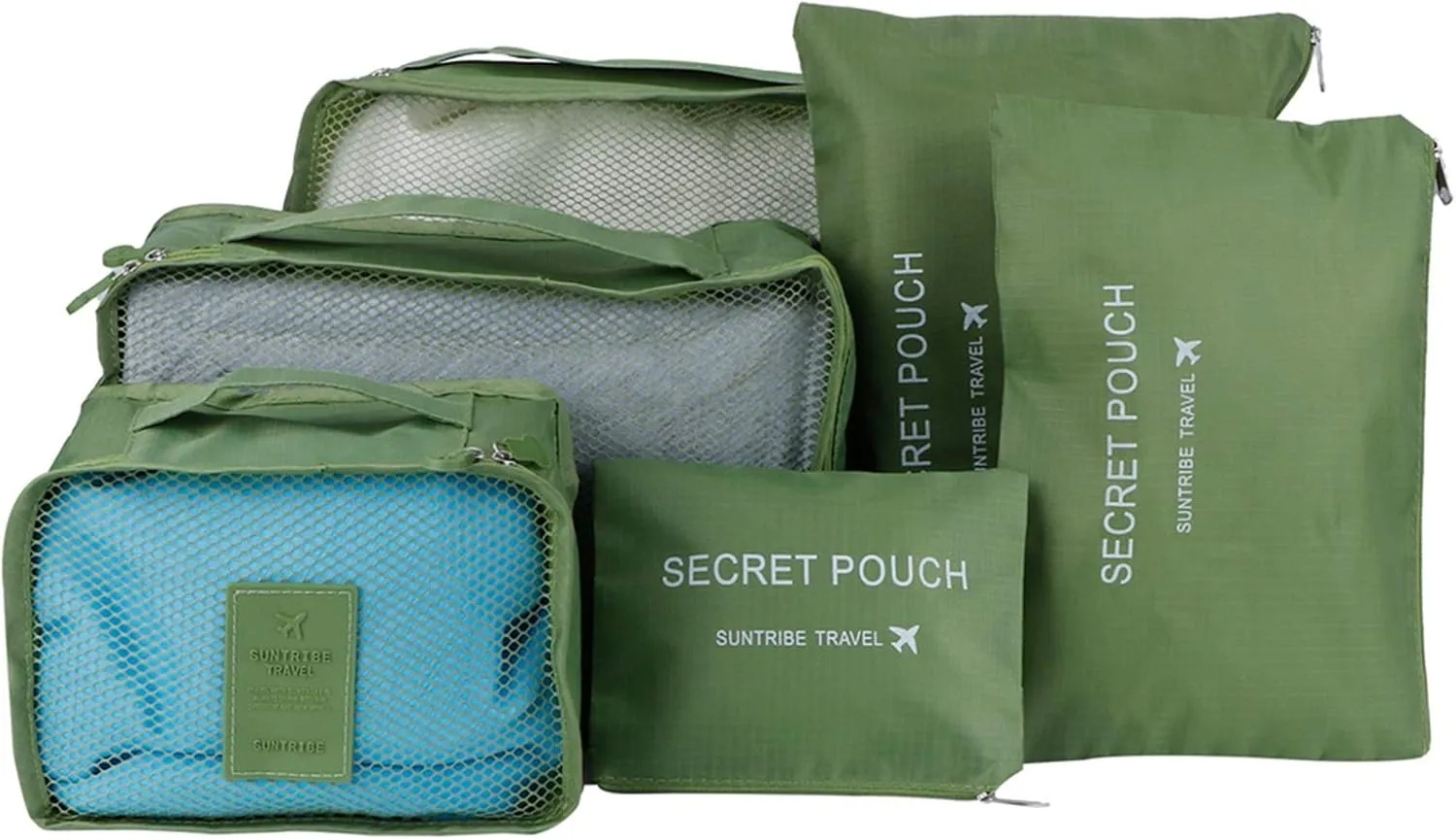 6 Set Travel Storage Bags, Multifunctional Travel Luggage Organizer Clothing Sorting Packages Travel Packing Pouches Packing Cubes (Green)