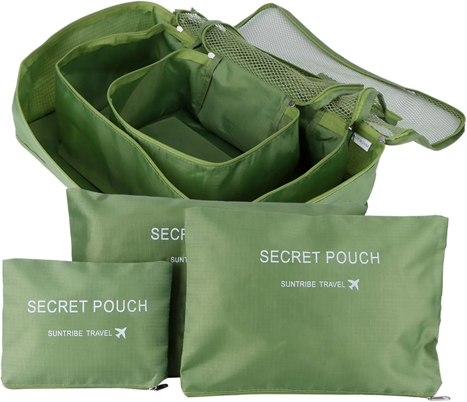6 Set Travel Storage Bags, Multifunctional Travel Luggage Organizer Clothing Sorting Packages Travel Packing Pouches Packing Cubes (Green)