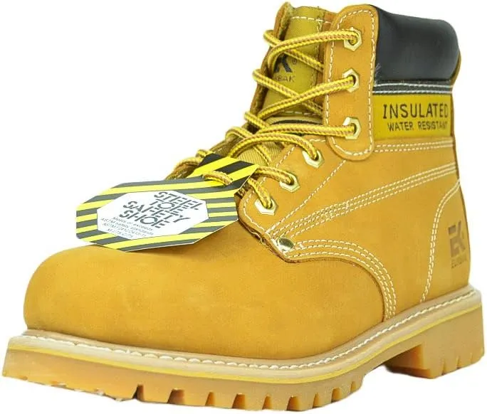 6'' WHEAT MEN'S NUBUCK STEEL TOE WORK BOOTS/CONSTRUCTION BOOTS