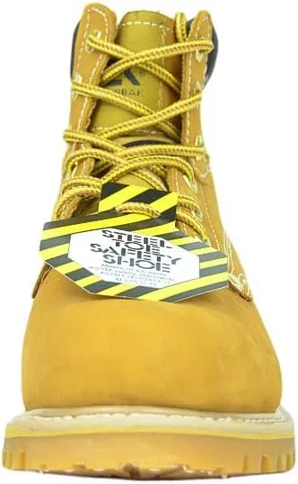 6'' WHEAT MEN'S NUBUCK STEEL TOE WORK BOOTS/CONSTRUCTION BOOTS