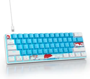 60 Percent Gaming Keyboard Portable 61 Keys Mechanical Keyboard Compact Wired Keyboard RGB Backlit for PC Laptop Gamer(61 Blue/Blue Switch)