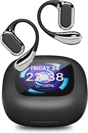AI Language Translation Earbuds Real-Time, Bluetooth 5.49 Headphones Translator for 144 Languages & Accents, OWS LCD Touch Screen Earphones for Travel Business Learning Black