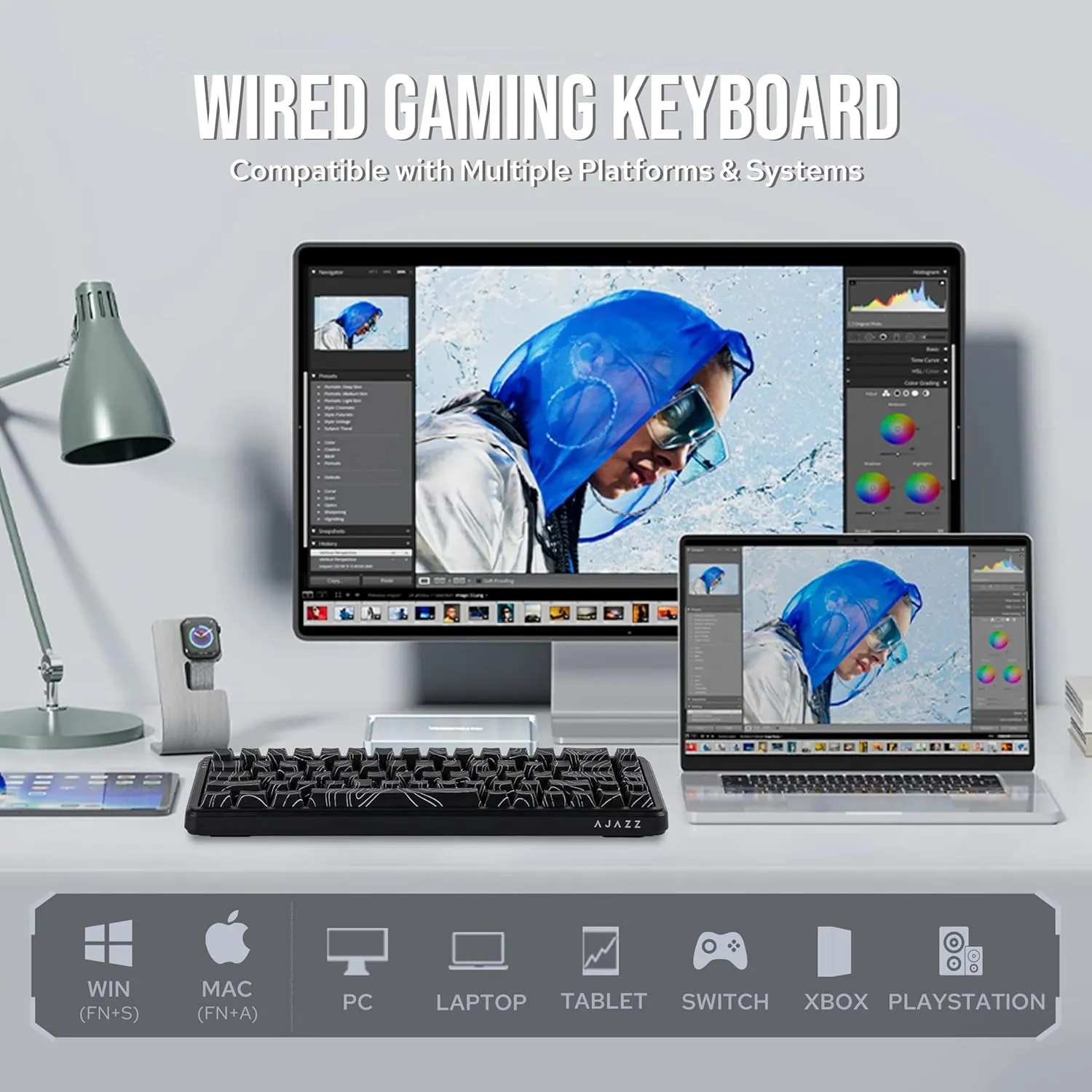AK680 MAX Wired Gaming Keyboard with Hall Effect Switch, Rapid Trigger Magnetic Keyboard with 8K Polling Rate, Top Structure, RGB Backlight (Black Contour Line)