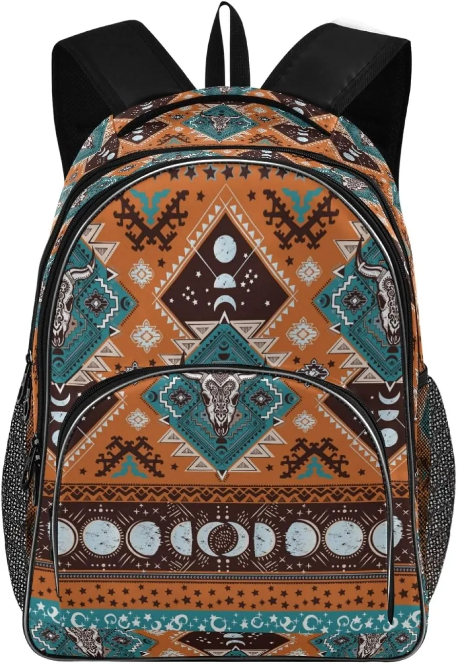 ALAZA Indian Tribal Aztec Geometric Pattern with Skulls Backpack Daypack Laptop Work Travel College Bag for Men Women Fits 15.6 Inch Laptop