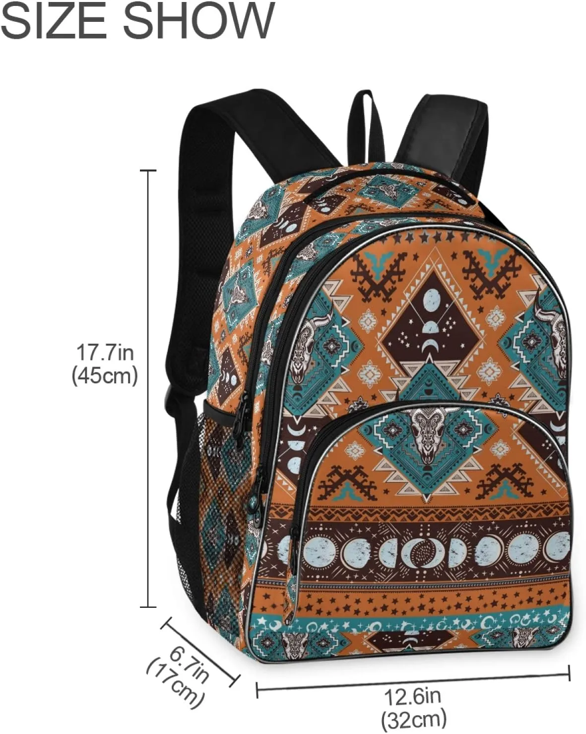 ALAZA Indian Tribal Aztec Geometric Pattern with Skulls Backpack Daypack Laptop Work Travel College Bag for Men Women Fits 15.6 Inch Laptop