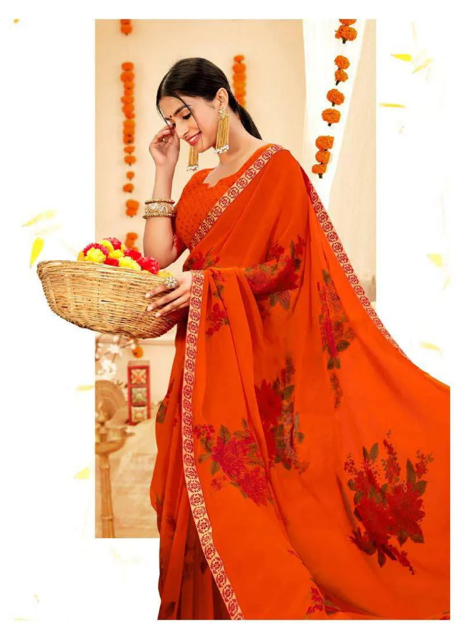 Antra Anokhi Gram Chiffon Printed Saree Casual Wear Collection