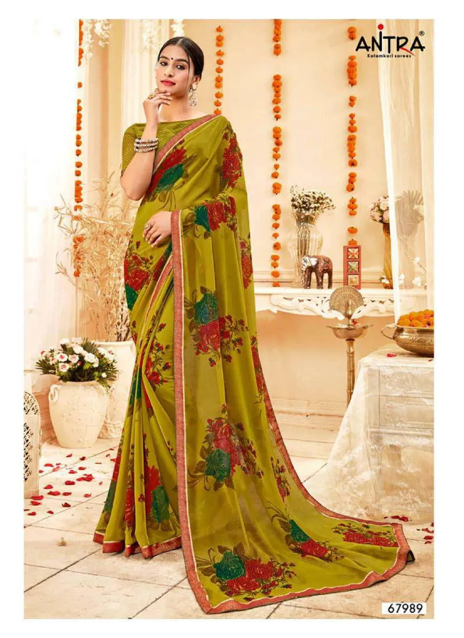 Antra Anokhi Gram Chiffon Printed Saree Casual Wear Collection