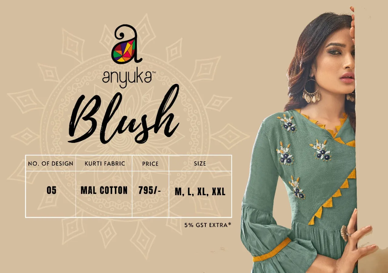 Anyuka Launched Blush Mal Cotton Casual Wear Kurtis Collection