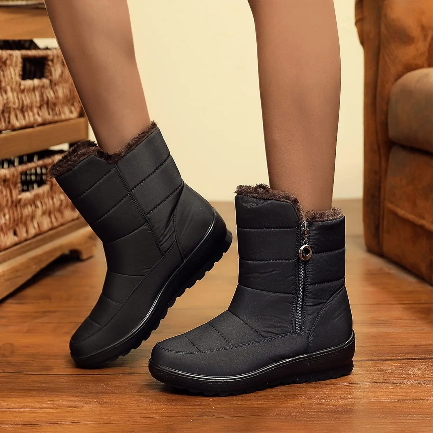 Arch Support Winter Boot Shoes Boots Women's Winter Non slip Velvet Flat bottomed Warm Snow Sequin Snow Boots for Women