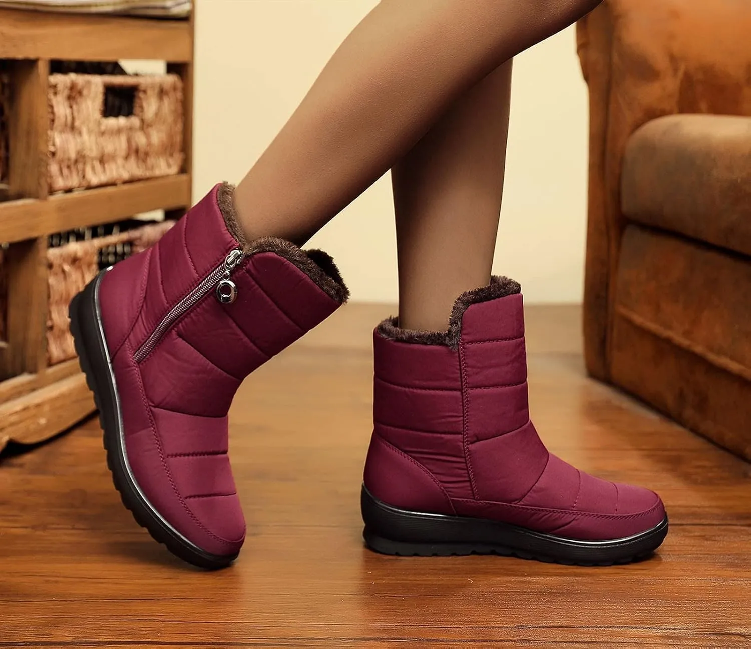 Arch Support Winter Boot Shoes Boots Women's Winter Non slip Velvet Flat bottomed Warm Snow Sequin Snow Boots for Women