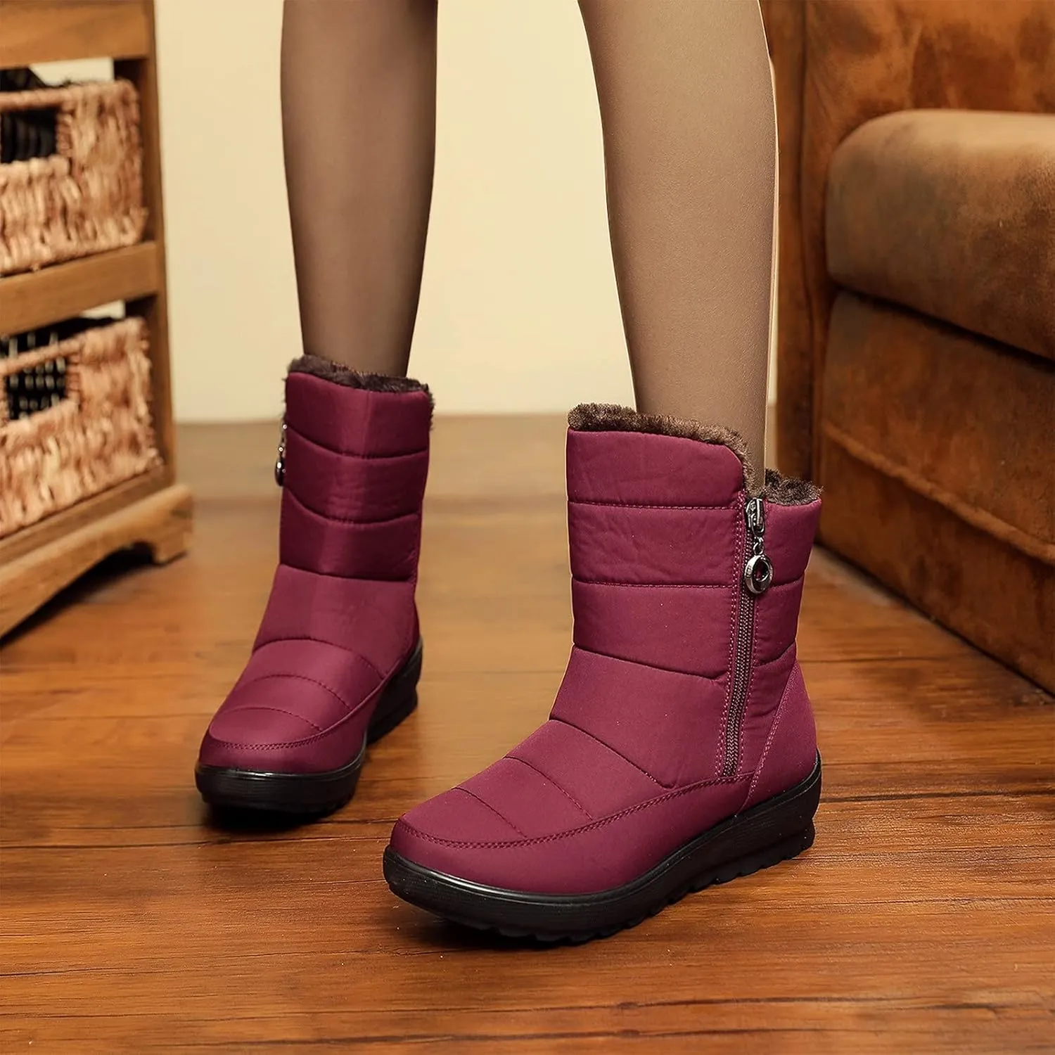 Arch Support Winter Boot Shoes Boots Women's Winter Non slip Velvet Flat bottomed Warm Snow Sequin Snow Boots for Women