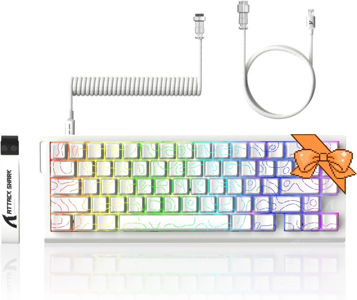 ATTACK SHARK X68 HE 8KHZ Rapid Trigger Keyboard Magnetic Switch,0.01 mm RT Accuracy,Wired RGB 60% Gaming Keyboard TKL with Adjustable Actuation,Snap Tap,Coiled Cable,for PC/Mac(White Contour)