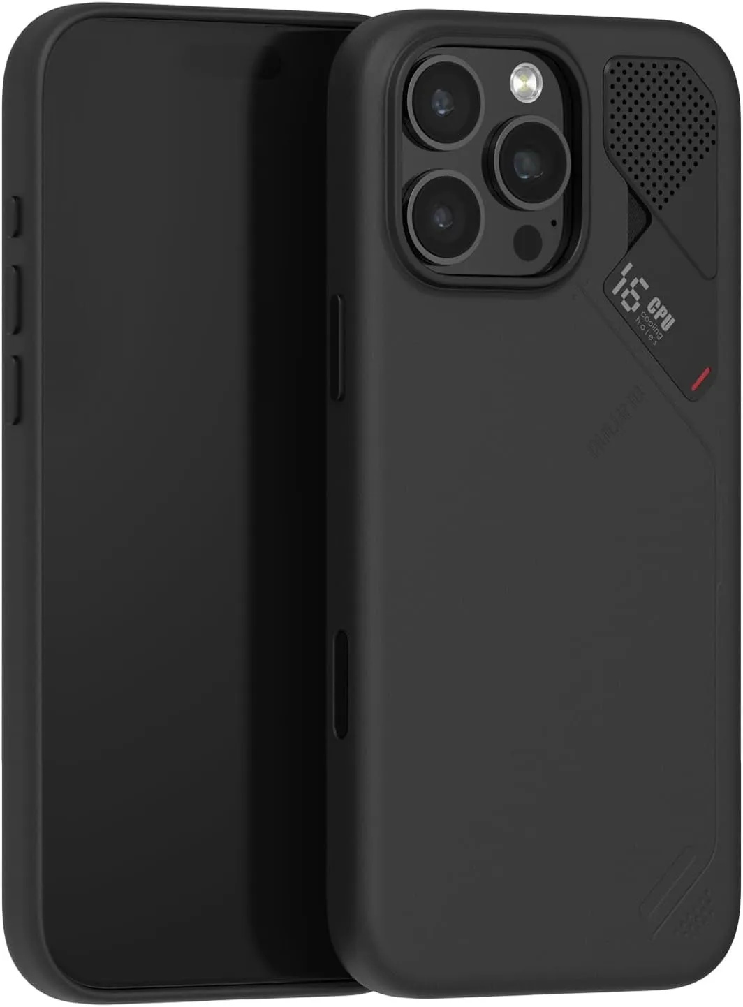 Aulumu A16 Vegan Leather Cooling for iPhone 16 Pro Max Case | Updated Camera Control | with Cooling Fins | Luxury Comfort | Compatible with MagSafe | Complete Wrap-Around - Touch Black