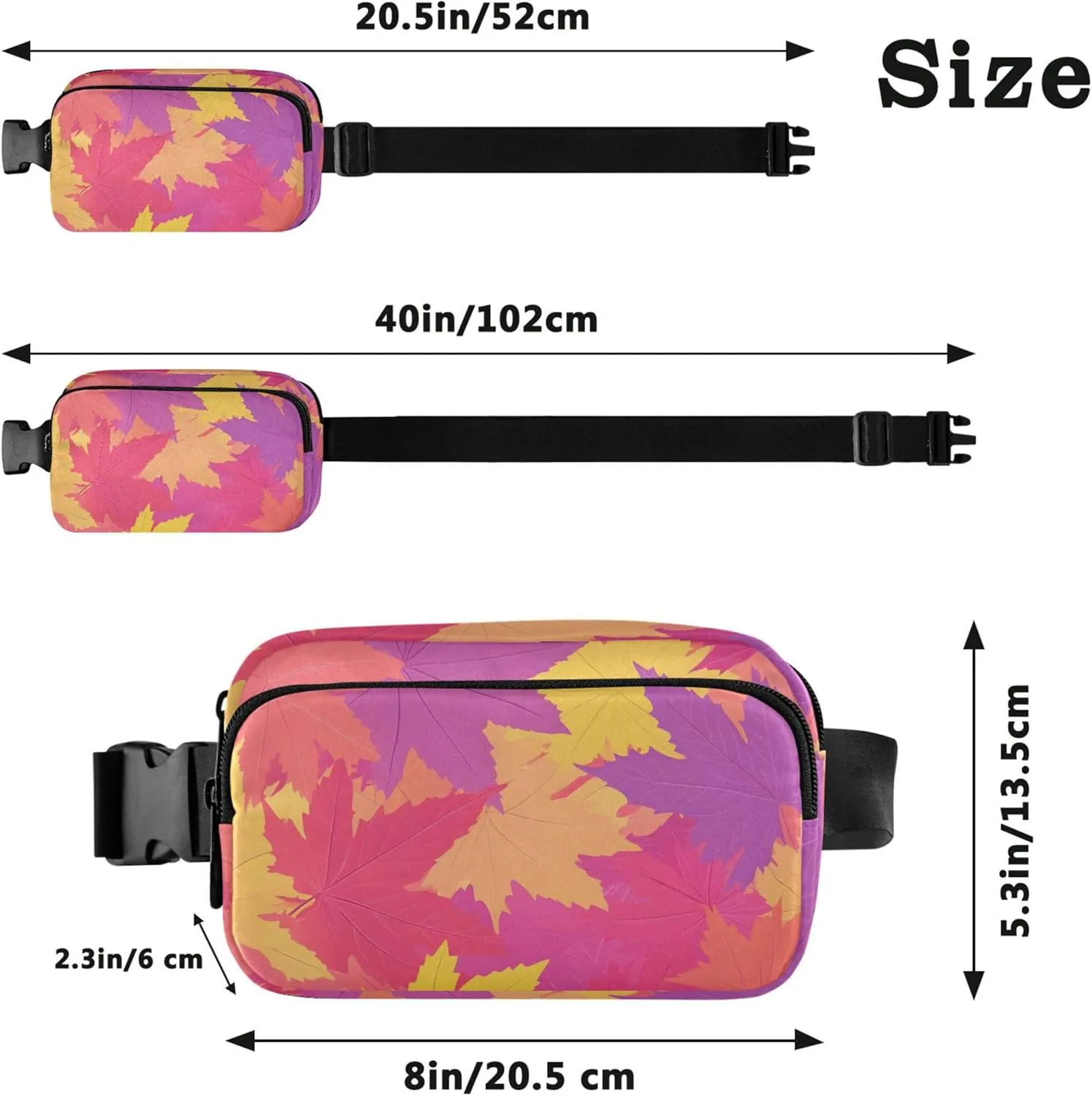 Autumn Maple Leaves Orange Fanny Pack for Women Hip Pouch Belt Bag Waterproof Hiking Waist Pouches for Men