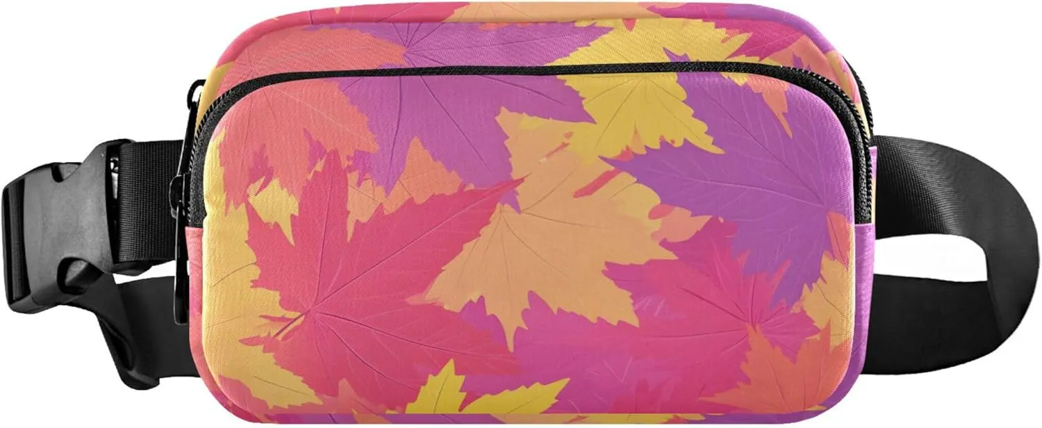 Autumn Maple Leaves Orange Fanny Pack for Women Hip Pouch Belt Bag Waterproof Hiking Waist Pouches for Men