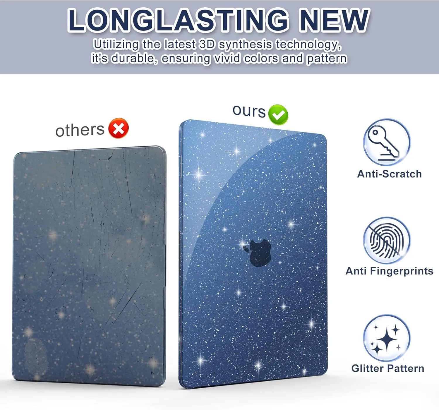 B BELK Compatible with MacBook Air 13 inch Case 2025 2024 2023 2022 M4 M3 M2 A3240 A3113 A2681, Plastic Hard Shell Case   Keyboard Cover   Screen Protector for MacBook Air 13.6 inch, Sparkly Midnight
