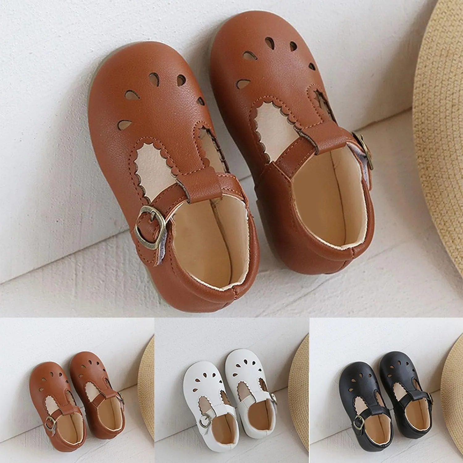 Baby Infant Mary Jane Dress Ballet Flats Toddler Girl Flower Closed Toe School Oxfor?? Party Shoes with Ankle Buckle