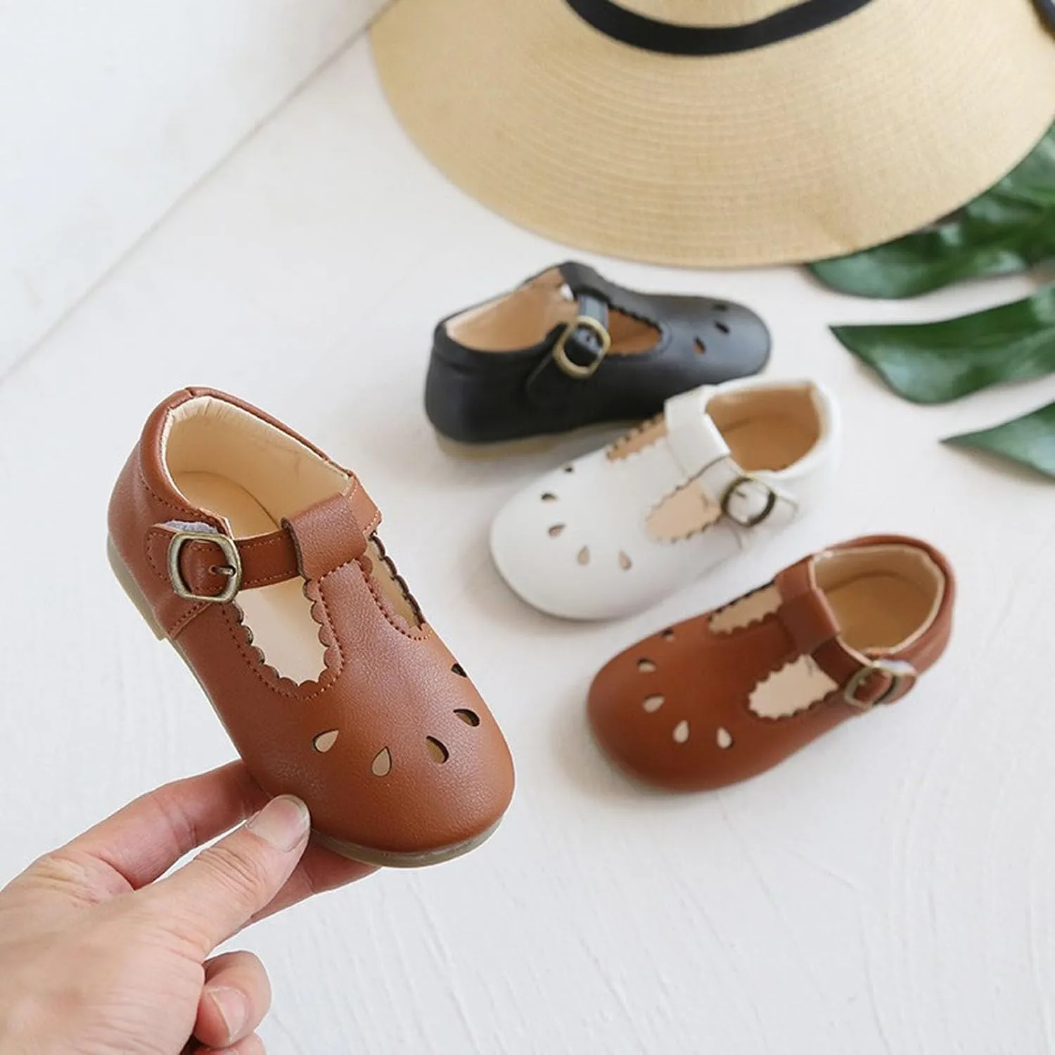 Baby Infant Mary Jane Dress Ballet Flats Toddler Girl Flower Closed Toe School Oxfor?? Party Shoes with Ankle Buckle