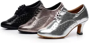 Ballroom for Girls,Non-Slip Suede Sole Dance Shoes,Wedding Ballroom Ladies Latin Salsa Dance Shoes (Color : Silver, Size : US2.5/EU34/UK1.5)