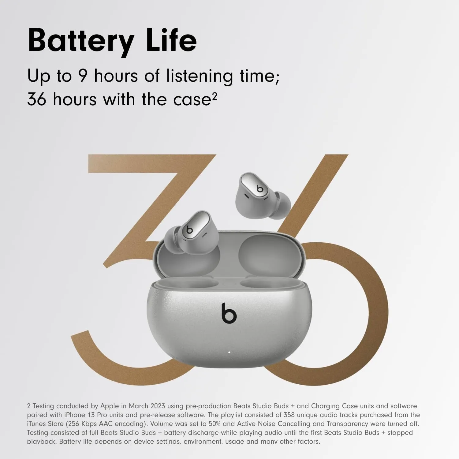 Beats Studio Buds   - Silver with AppleCare  (2 Years)