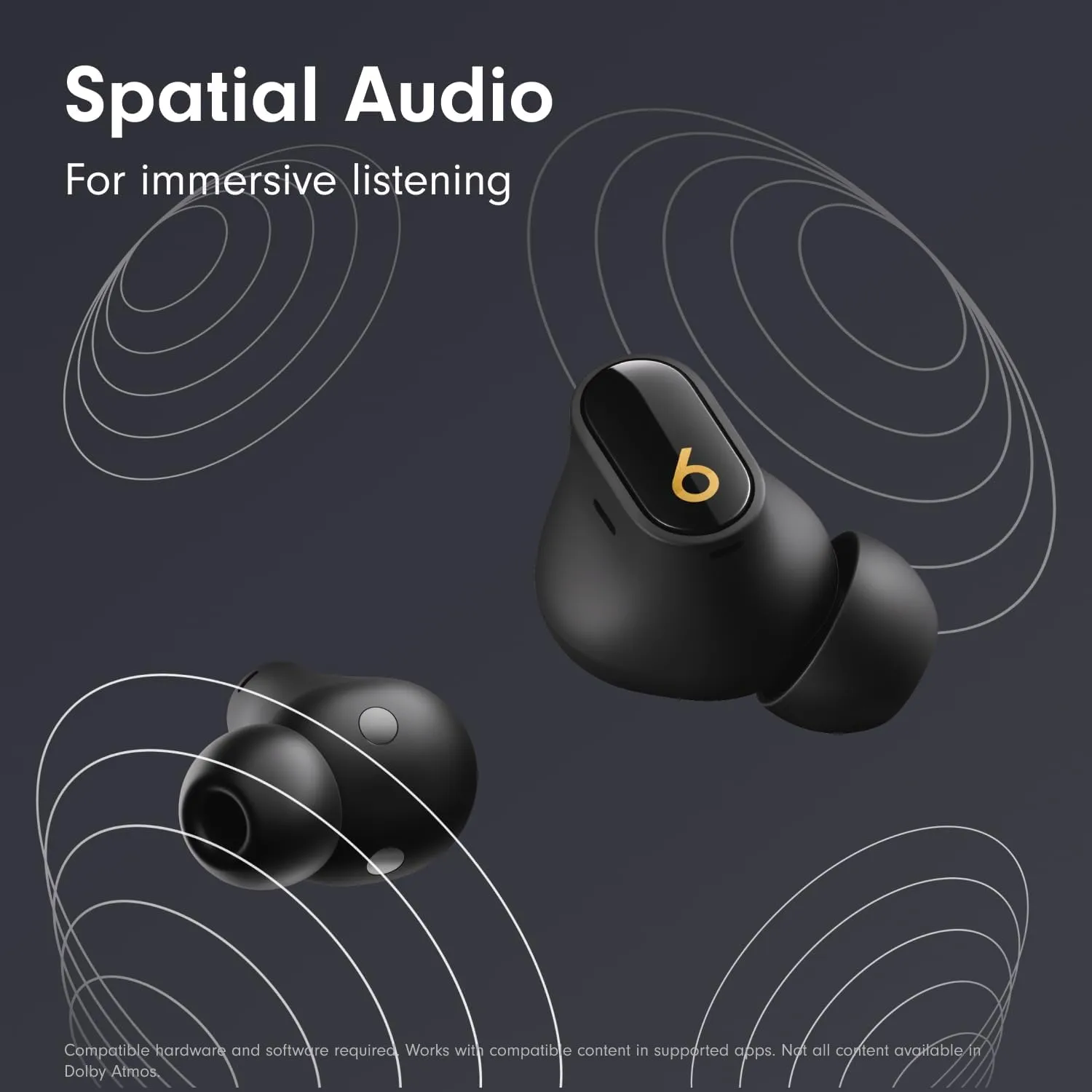 Beats Studio Buds   | True Wireless Noise Cancelling Earbuds, Enhanced Apple & Android Compatibility, Built-in Microphone, Sweat Resistant Bluetooth Headphones, Spatial Audio - Black/Gold