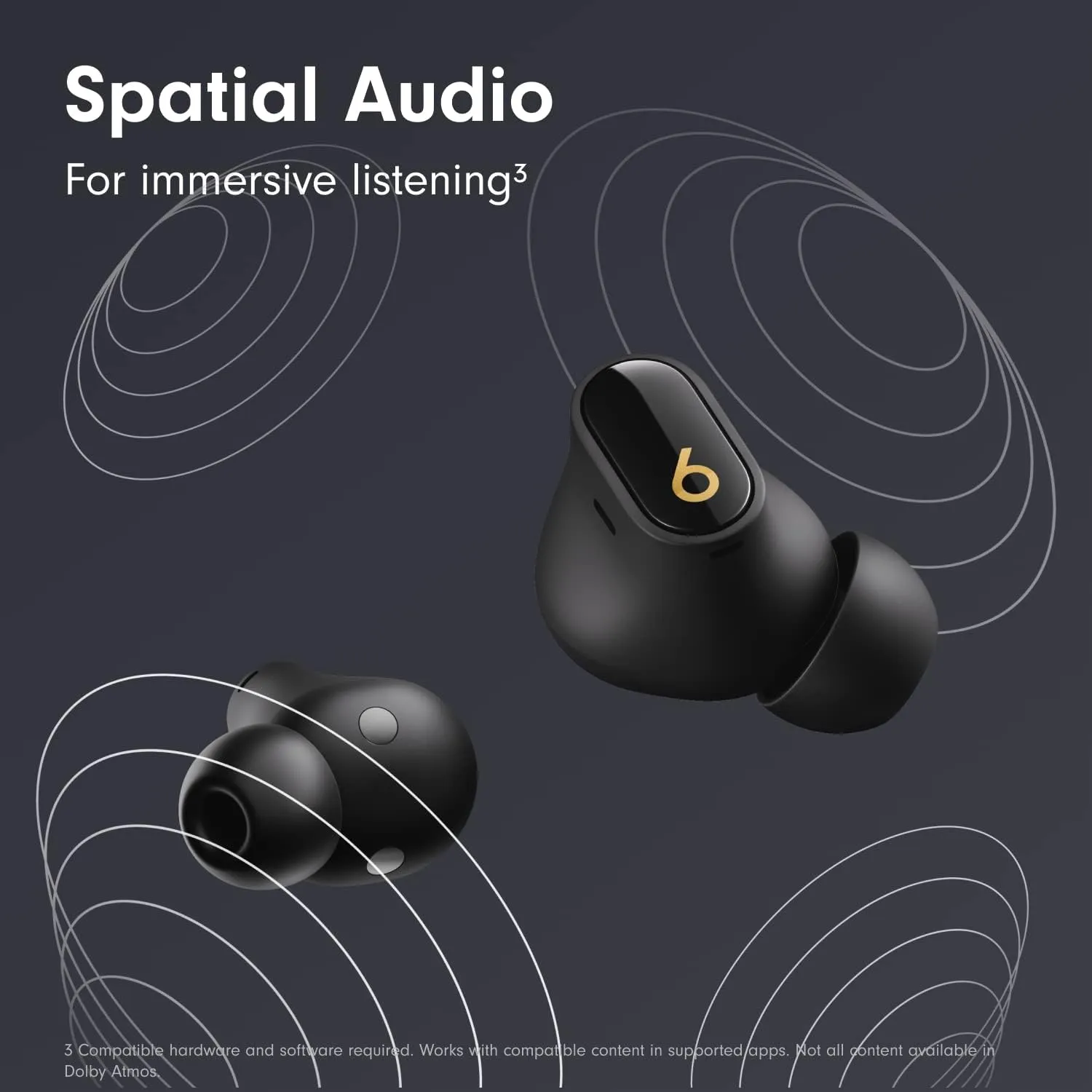 Beats Studio Buds   | True Wireless Noise Cancelling Earbuds, Enhanced Apple & Android Compatibility, Built-in Microphone, Sweat Resistant Bluetooth Headphones, Spatial Audio - Black/Gold