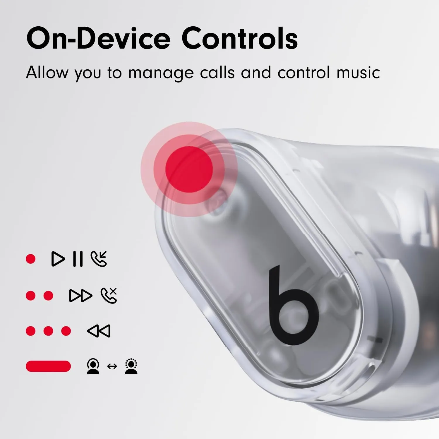 Beats Studio Buds   | True Wireless Noise Cancelling Earbuds, Enhanced Apple & Android Compatibility, Built-in Microphone, Sweat Resistant Bluetooth Headphones, Spatial Audio - Transparent