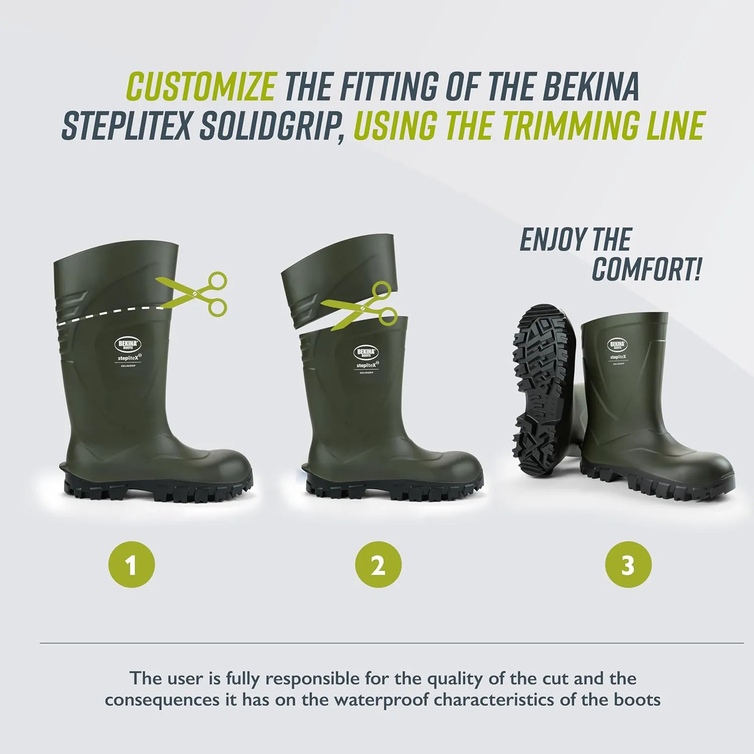 Bekina StepliteX SolidGrip S5 Safety Toe Wellington Boots for Men and Women - Lightweight Waterproof Non Slip Composite Toe Work Boots for Men and Women