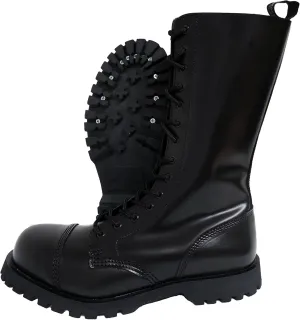 Boots & Braces England Mens 14 Eye Black Steel Toe Rangers