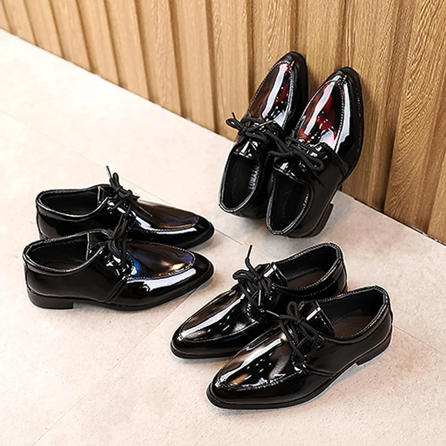 Boy's Classic Oxfor??s Dress Shoes Pointed Toe Paten?? Formal Dress Shoes Lace Up Wedding Toddlers Sandals for Girls