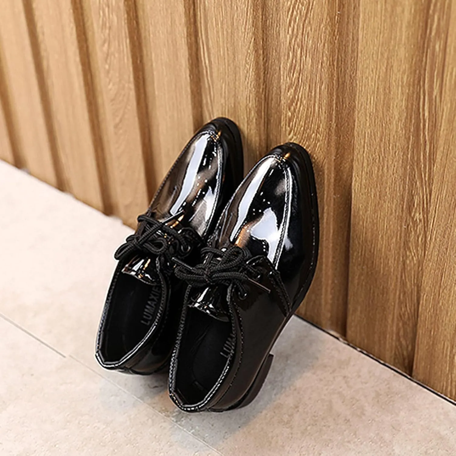 Boy's Classic Oxfor??s Dress Shoes Pointed Toe Paten?? Formal Dress Shoes Lace Up Wedding Toddlers Sandals for Girls