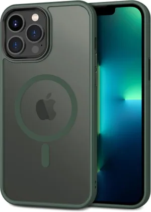 CACOE Magnetic Case for iPhone 13 Pro 6.1 inch-Compatible with MagSafe & Magnetic Car Phone Mount,Anti-Fingerprint TPU Thin Phone Cases Cover Protective Shockproof (Dark Green)
