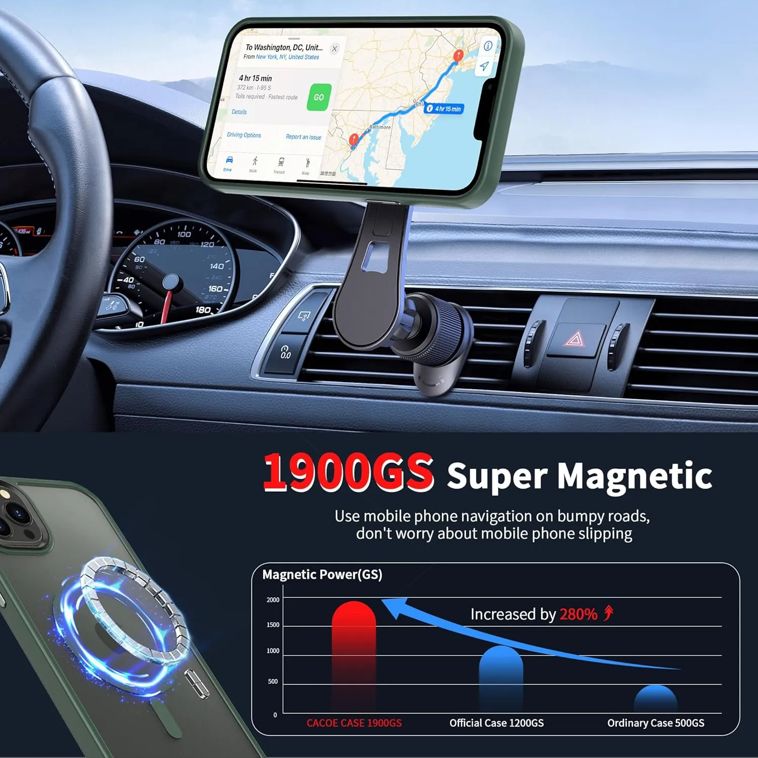 CACOE Magnetic Case for iPhone 13 Pro 6.1 inch-Compatible with MagSafe & Magnetic Car Phone Mount,Anti-Fingerprint TPU Thin Phone Cases Cover Protective Shockproof (Dark Green)