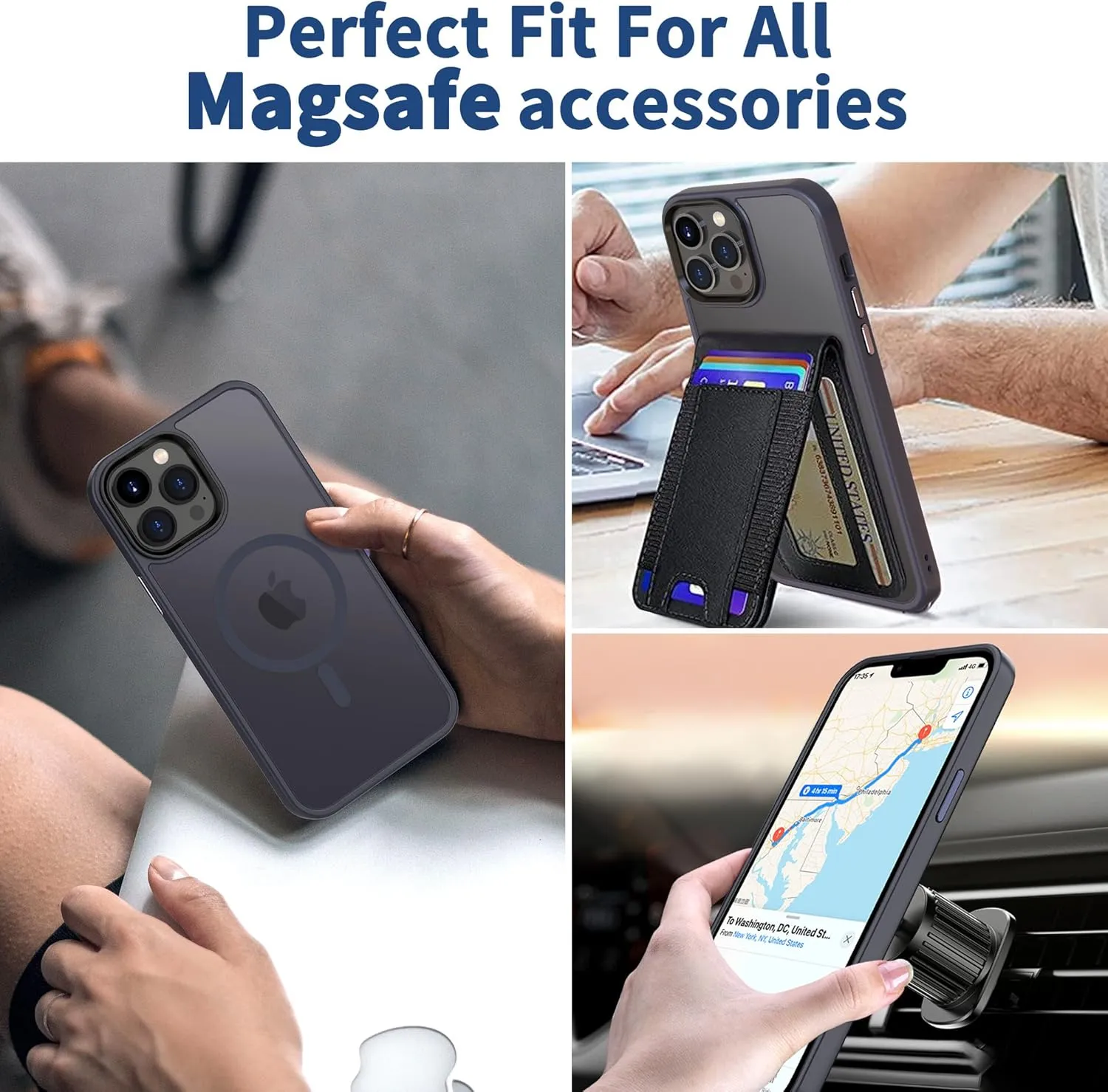 CACOE Magnetic Case for iPhone 13 Pro 6.1 inch-Compatible with MagSafe & Magnetic Car Phone Mount,TPU Thin Phone Cases Cover Protective Shockproof Anti-Fingerprint(Dark Blue)