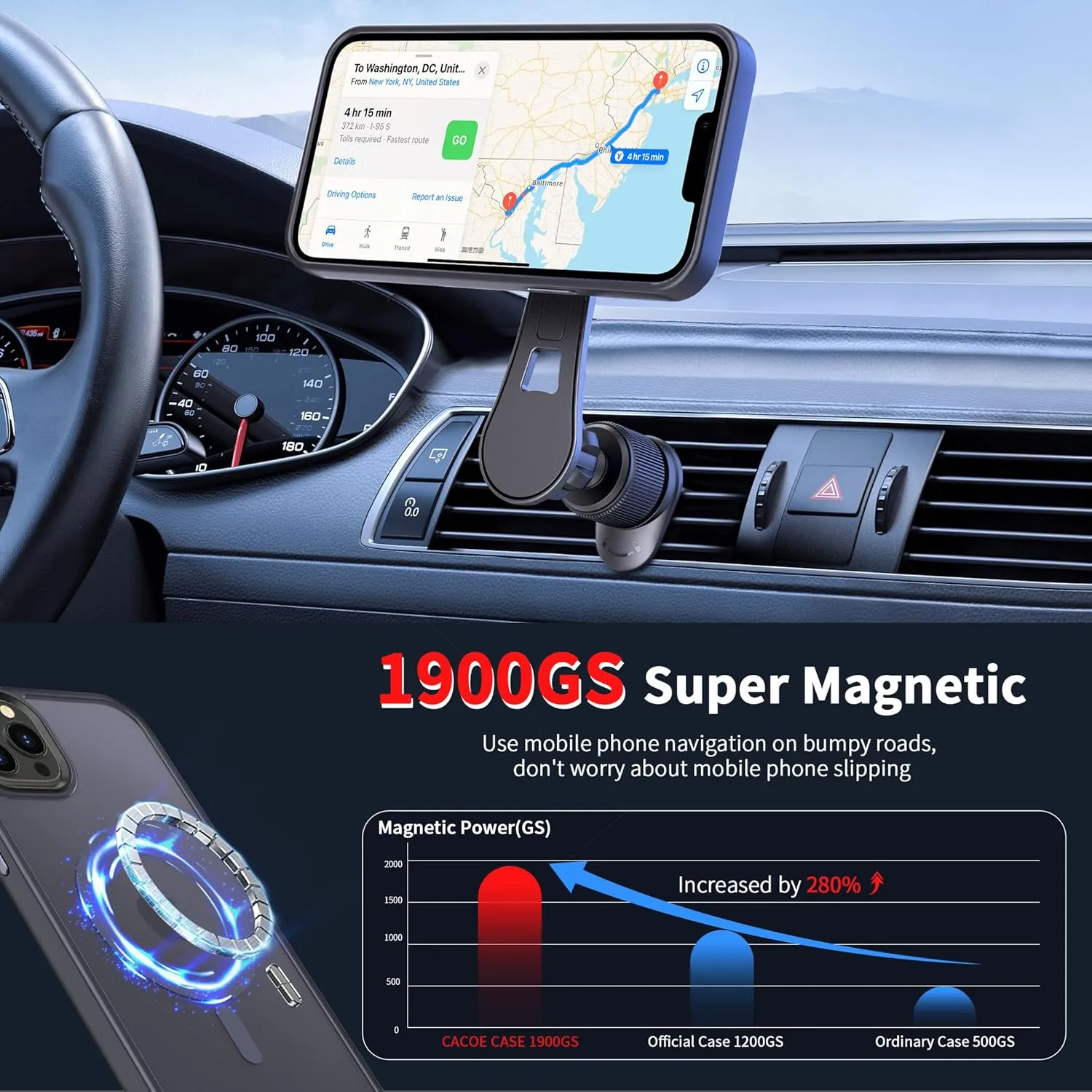 CACOE Magnetic Case for iPhone 13 Pro 6.1 inch-Compatible with MagSafe & Magnetic Car Phone Mount,TPU Thin Phone Cases Cover Protective Shockproof Anti-Fingerprint(Dark Blue)