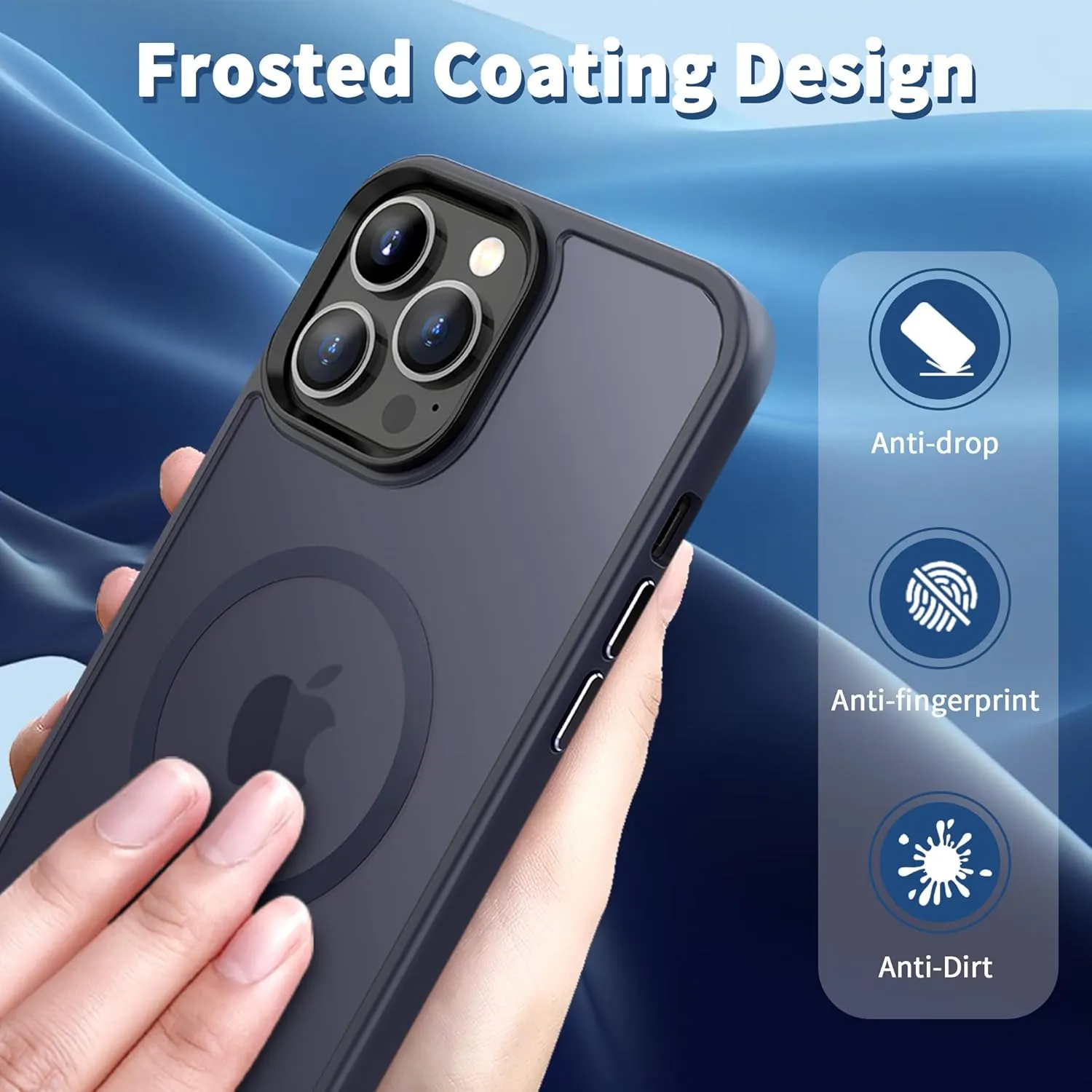 CACOE Magnetic Case for iPhone 13 Pro 6.1 inch-Compatible with MagSafe & Magnetic Car Phone Mount,TPU Thin Phone Cases Cover Protective Shockproof Anti-Fingerprint(Dark Blue)