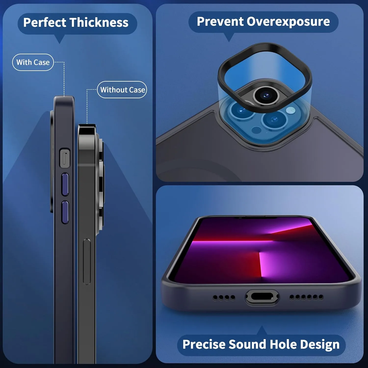 CACOE Magnetic Case for iPhone 13 Pro 6.1 inch-Compatible with MagSafe & Magnetic Car Phone Mount,TPU Thin Phone Cases Cover Protective Shockproof Anti-Fingerprint(Dark Blue)