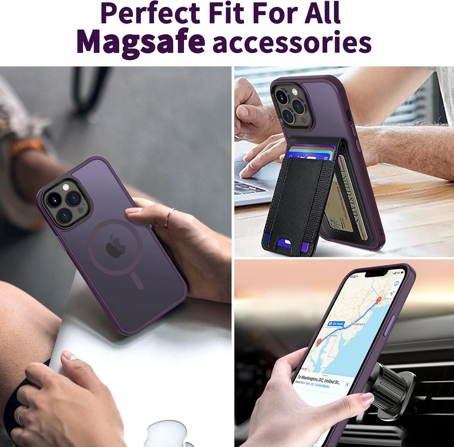 CACOE Magnetic Case for iPhone 13 Pro 6.1 inch-Compatible with MagSafe & Magnetic Car Phone Mount,TPU Thin Phone Cases Cover Protective Shockproof Anti-Fingerprint(Dark Purple)