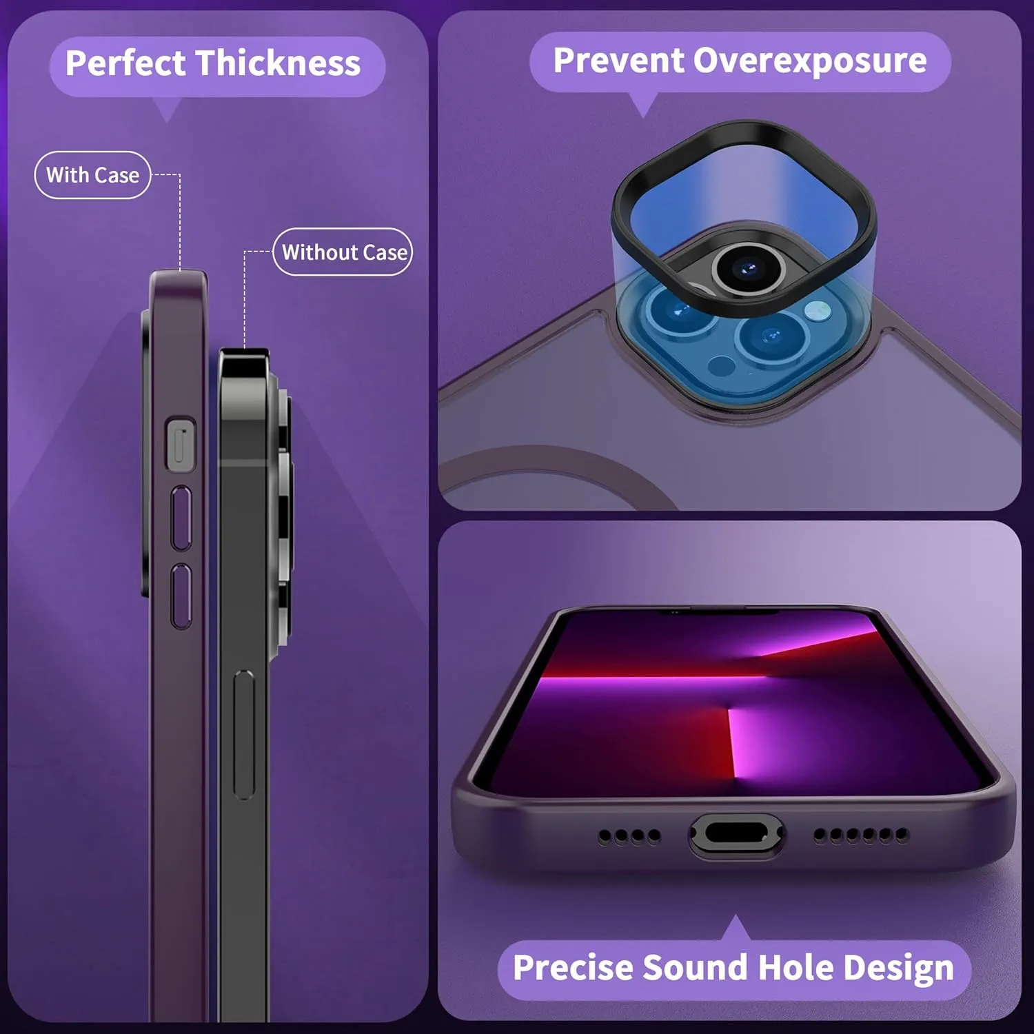 CACOE Magnetic Case for iPhone 13 Pro 6.1 inch-Compatible with MagSafe & Magnetic Car Phone Mount,TPU Thin Phone Cases Cover Protective Shockproof Anti-Fingerprint(Dark Purple)