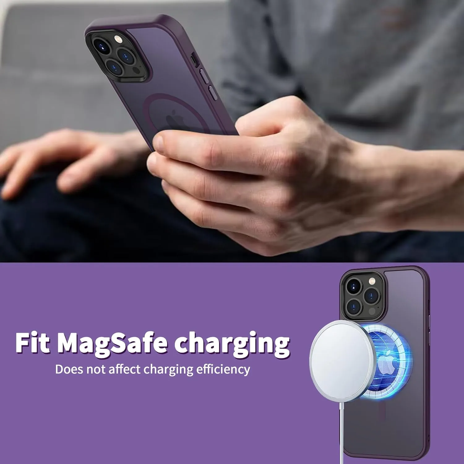CACOE Magnetic Case for iPhone 13 Pro 6.1 inch-Compatible with MagSafe & Magnetic Car Phone Mount,TPU Thin Phone Cases Cover Protective Shockproof Anti-Fingerprint(Dark Purple)