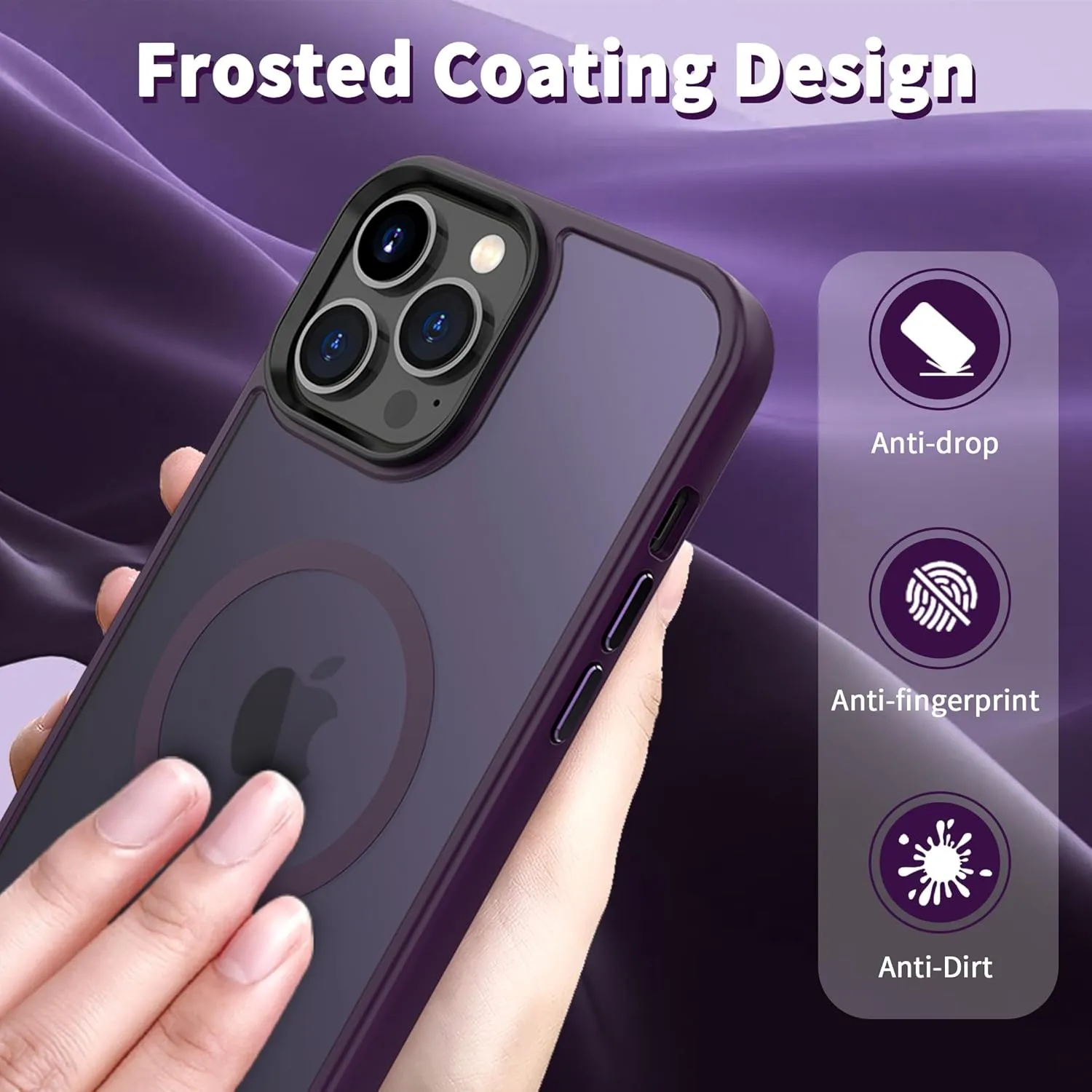 CACOE Magnetic Case for iPhone 13 Pro 6.1 inch-Compatible with MagSafe & Magnetic Car Phone Mount,TPU Thin Phone Cases Cover Protective Shockproof Anti-Fingerprint(Dark Purple)
