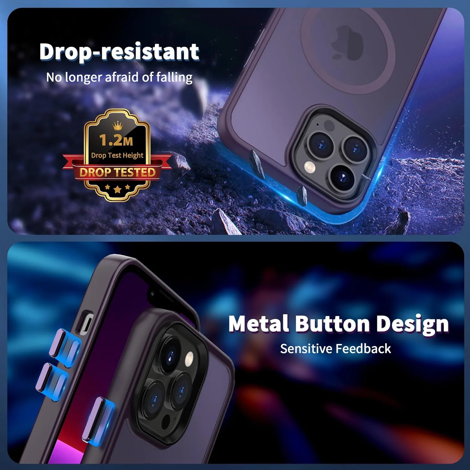 CACOE Magnetic Case for iPhone 13 Pro 6.1 inch-Compatible with MagSafe & Magnetic Car Phone Mount,TPU Thin Phone Cases Cover Protective Shockproof Anti-Fingerprint(Dark Purple)