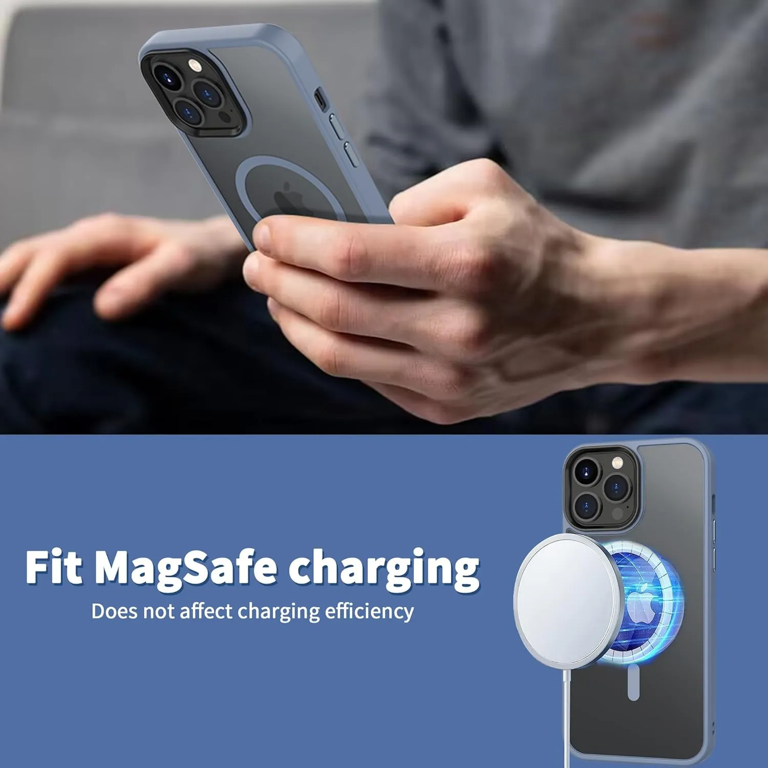CACOE Magnetic Case for iPhone 13 Pro 6.1 inch-Compatible with MagSafe & Magnetic Car Phone Mount,TPU Thin Phone Cases Cover Protective Shockproof Anti-Fingerprint(Light Blue)